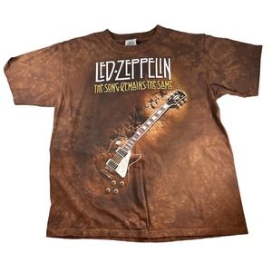 Vintage Led Zepplin Liquid Blue Brown Tie Dye Guitar Tee M/L
